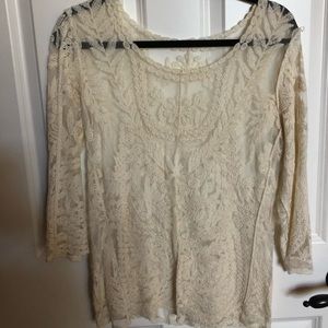 Cream Lace Quarter Length Blouse
